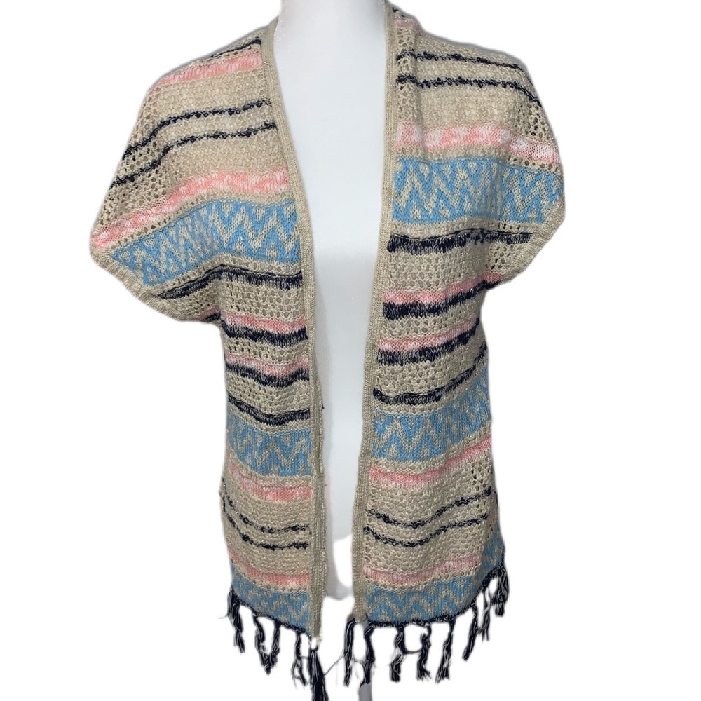 Justice sleeveless fringe cardigan